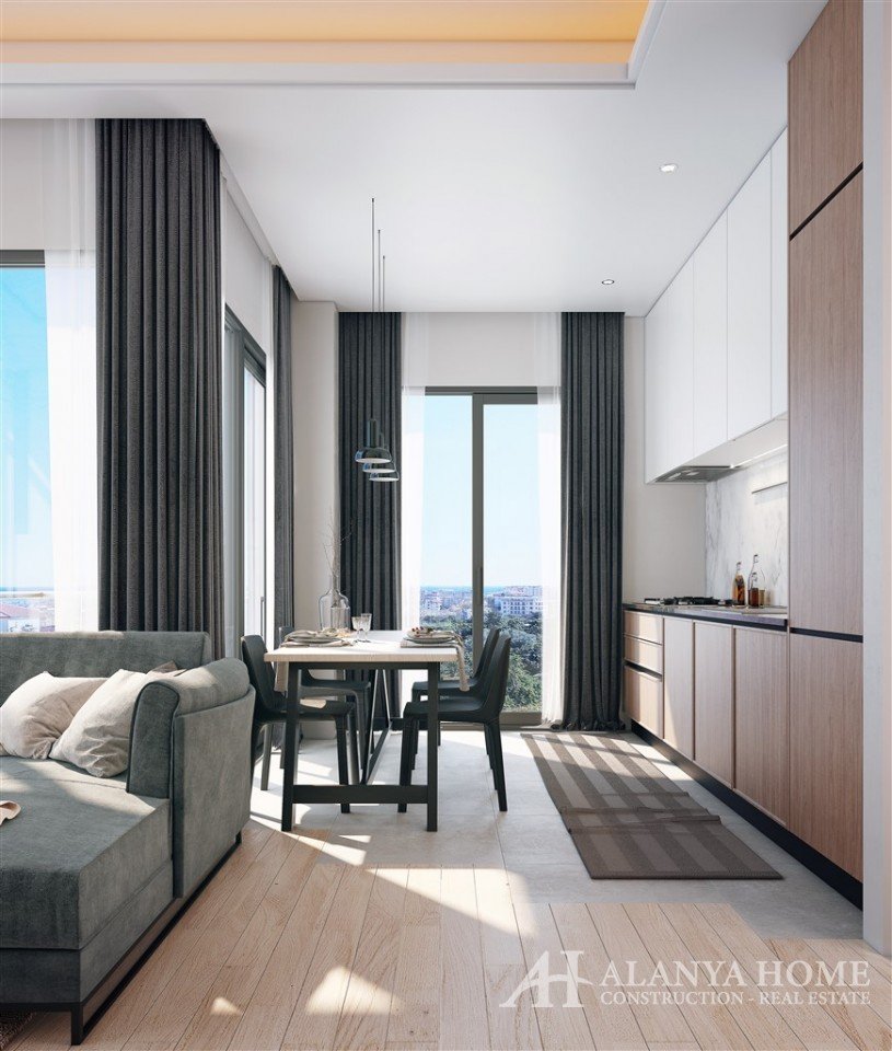 Фото покупка продажа недорогая двухкомнатная квартира 1+1 c просторной кухней Алания Хоум Анталия Ту